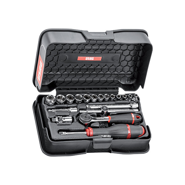 606 1/4 EA - Assortimento in cassetta di ABS con bussole esagonali (19 pz) - Usag - U06060101 606 1/4 EA - Assortimento in cassetta di ABS con bussole esagonali (19 pz) - Usag - U06060101